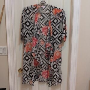 LulaRoe Shirley Women's Kimono Size Small Geometric/Floral Pattern